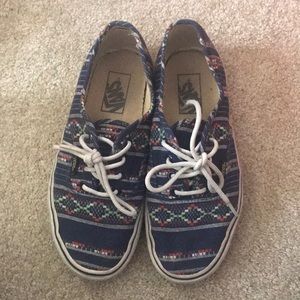 Tribal Blue Vans size 7